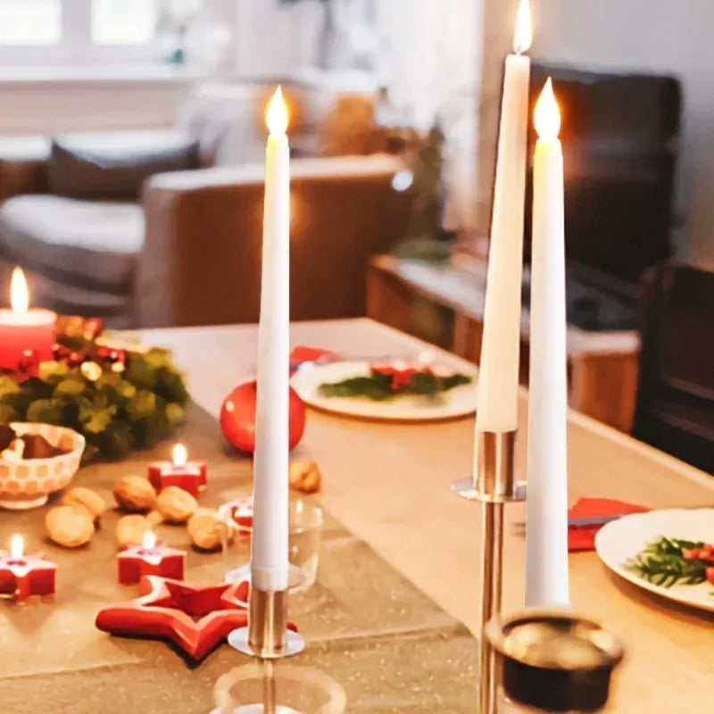 8/1PCS Long LED Candles Flameless Battery Powered Pointed Candle Light Flickering Candle Light for Home Event Christmas Decor Quake