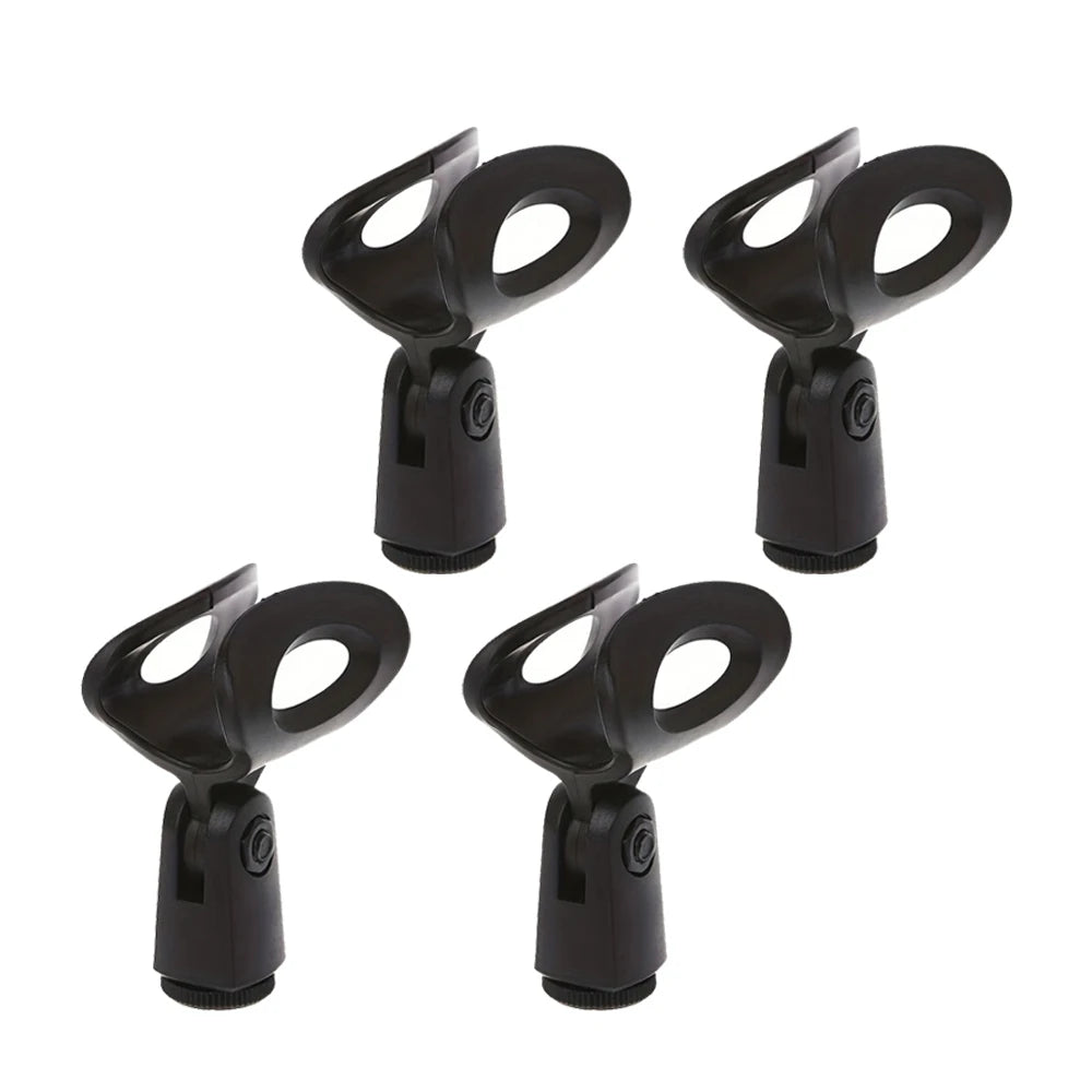 4pcs Microphone Clip Adjustable Mic Holder Clamp For Desktop Floor Standing Microphones Stand Quake black