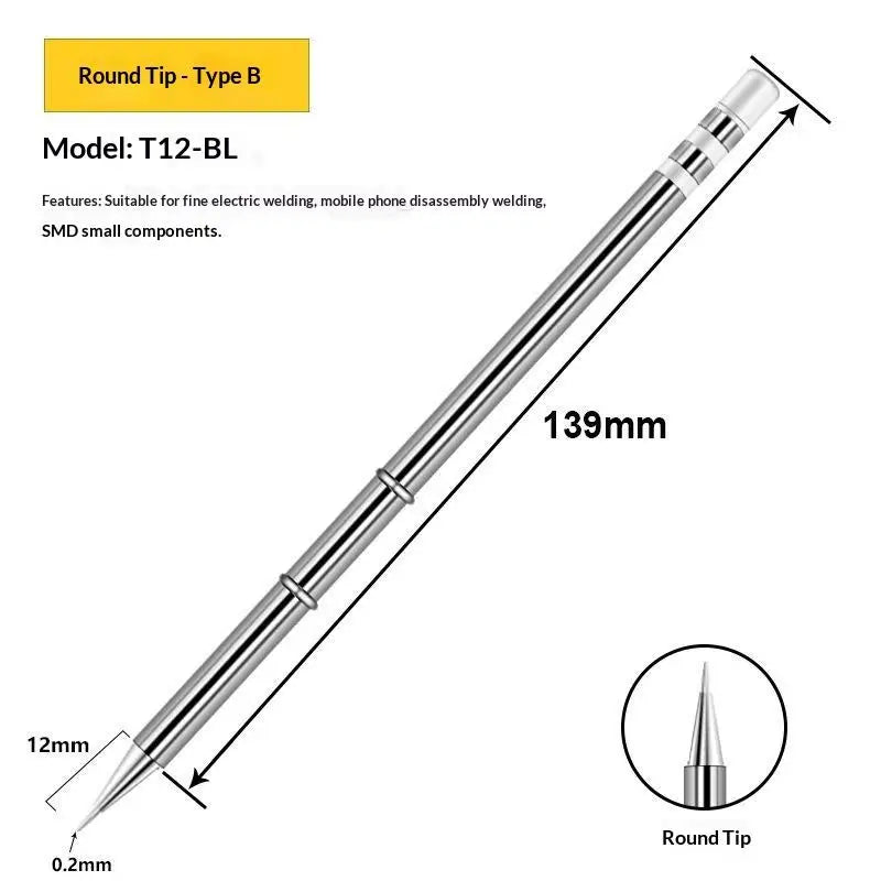 1Pcs T12 Multiple Styles Integrated Soldering Iron Tips Fast Heat Conduction Easy Tinning For DIY Electronic Repair Projects Quake T12 BL