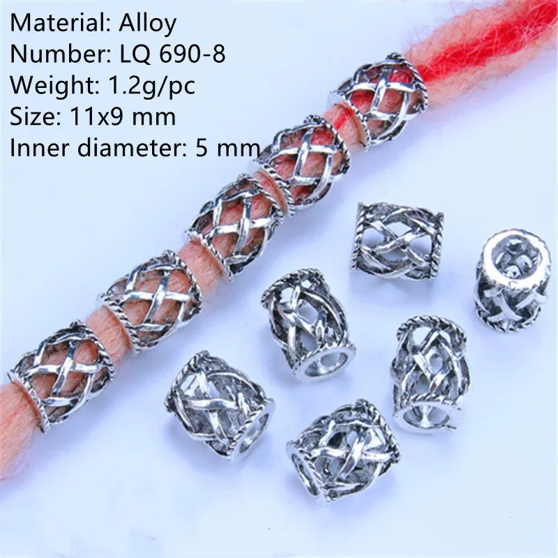 5pcs Hair Dreadlock Jewelry Hair Little Braids Decoration Beaded Bead Wig Headdress Hair Accessories Styling Tool Braiders Stuff Quake LQ690-8