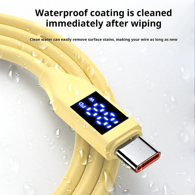 Double Type C Fast Charging Cable With LED Display 60W Power Delivery USB 2.0 Data Transfer Silicone Cord For Phones K1KF Quake