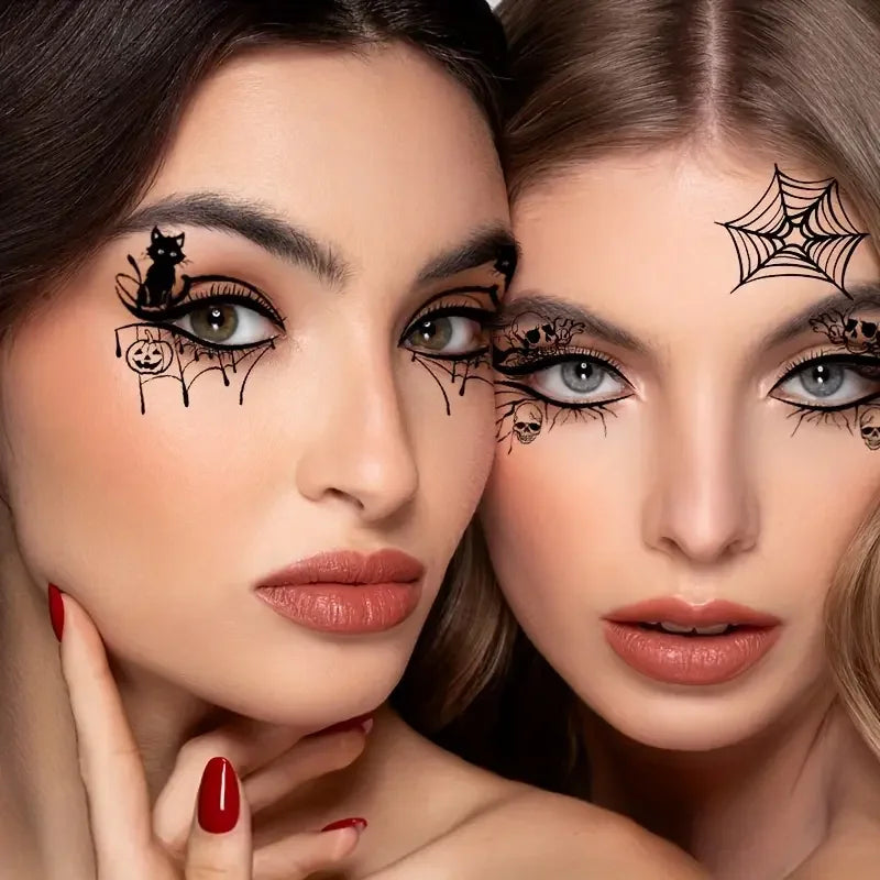 10 Halloween Removable Temporary Eye Tattoo Stickers,Can Be Used Realistic Tattoos,Waterproof and Sweatproof,Halloween Makeup Quake