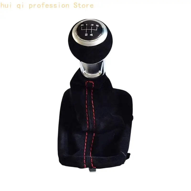 Sewn Boot Cover with Gear Shifter Lever Knob for 5/6 Speed Manual Transmission, PU Cover for Vehicle Interiors H8WE Quake A CN