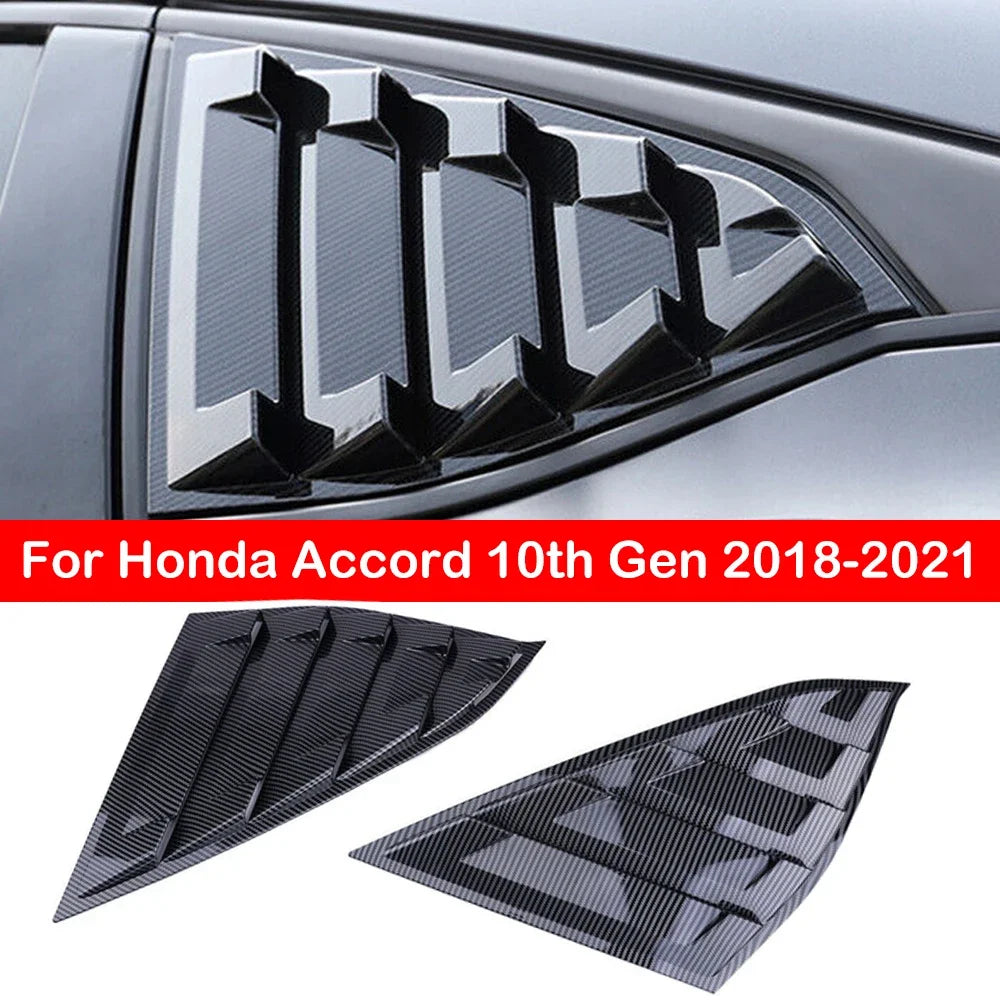 For Honda Accord 10th Gen 2018-2021 Car Rear Louver Window Side Shutter Cover Trim Sticker Vent Scoop ABS Carbon Accessories Quake