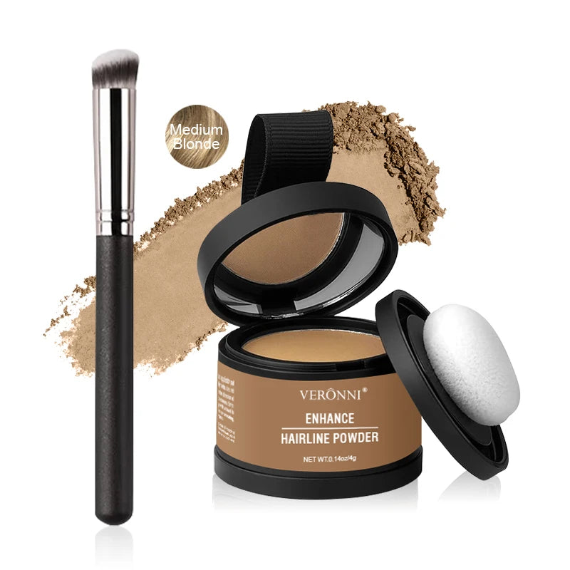 VERONNI Hairline Line Shadow Contouring Powder-Hair Repairing and Shadow Filling Powder Forehead Hairline Replacement Makeup Quake 12-Medium Blonde.
