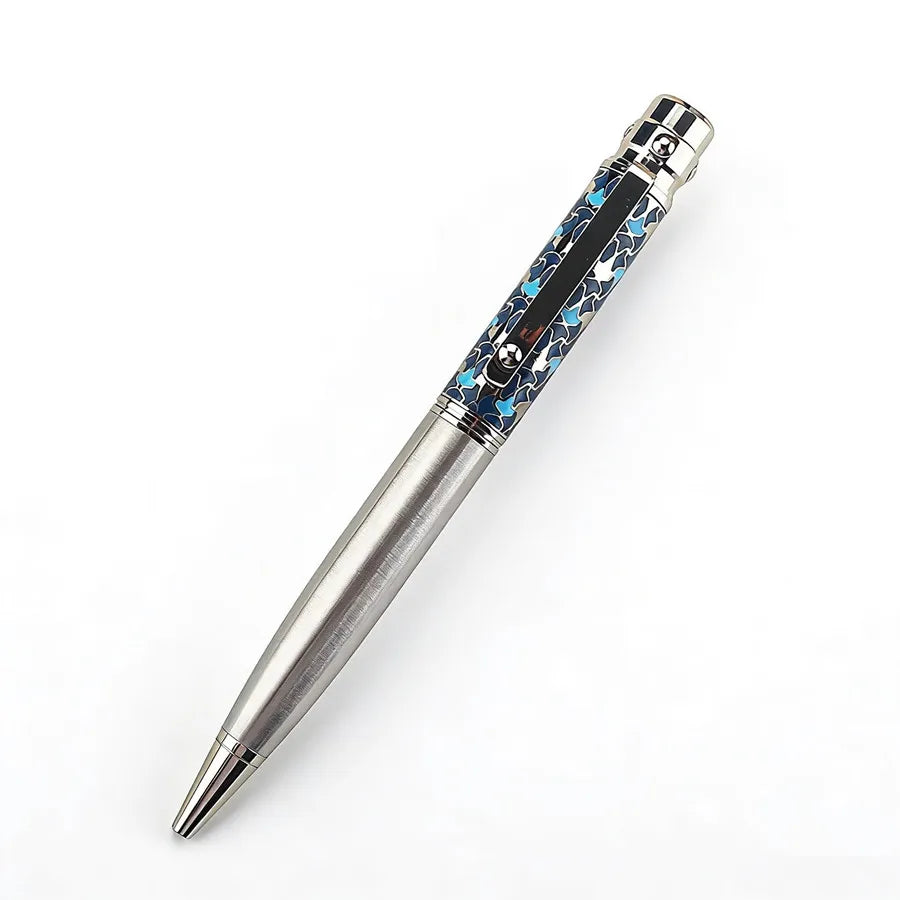 High-Grade Stainless Steel Metal Ballpoint Pen, Exquisite Enamel Decor Business Pen, 0.7mm Fine Point Smooth Writing Pen Quake 3010-4