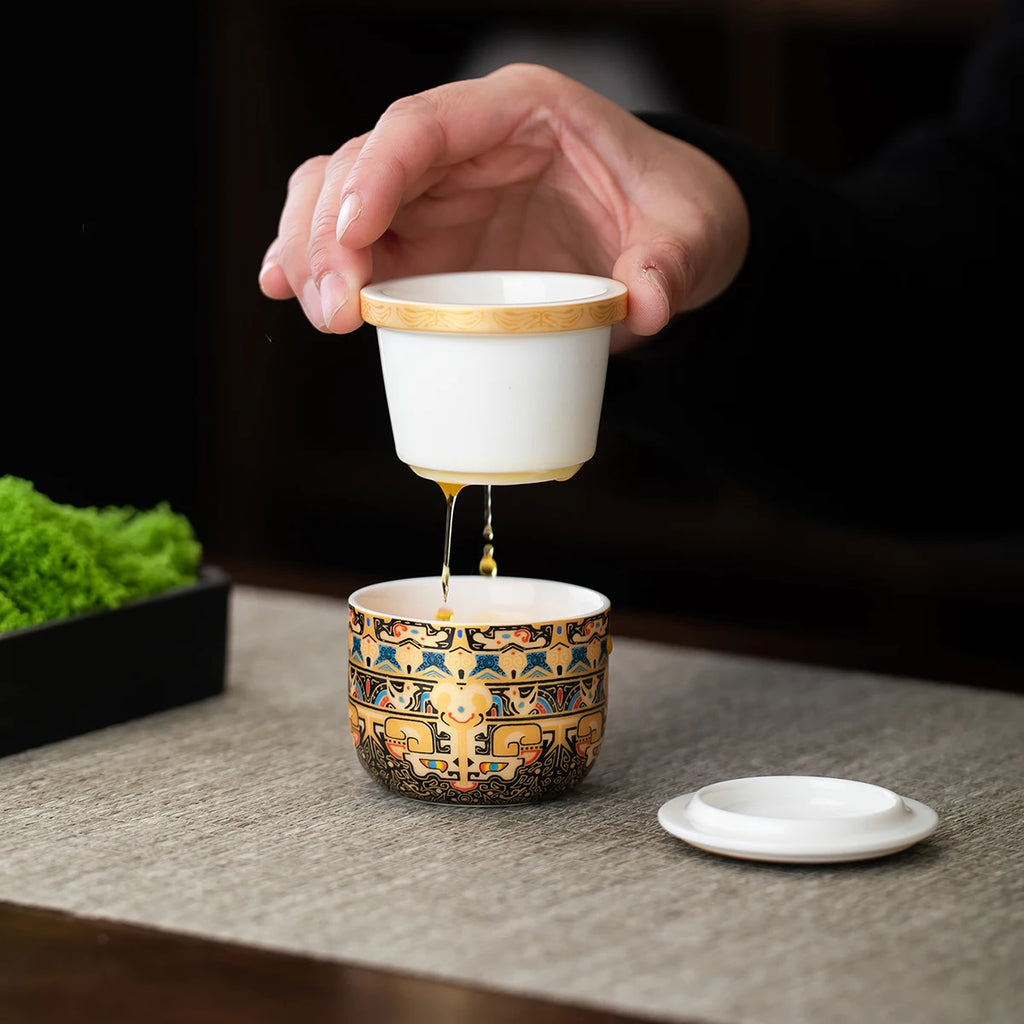 Mini Handmade Ceramic Teapot Single-Person Small Teapot with Storage Bag Portable Kung Fu Tea Set for Outdoor Camping Gift Quake