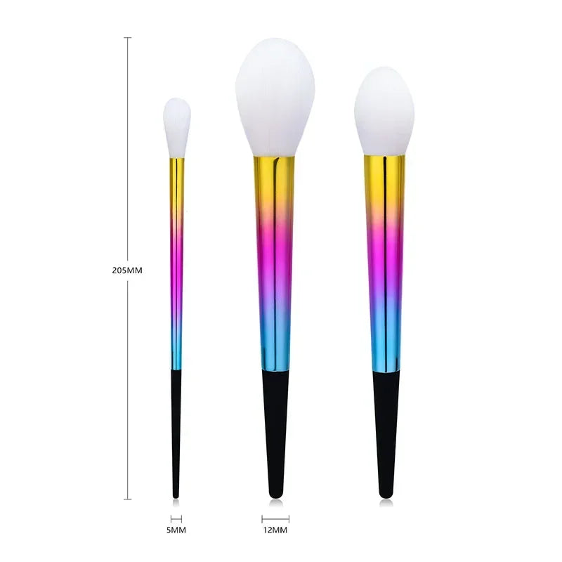 3Pcs/Lot Makeup Brushes Plastic Colorful Handle Blush Eyeshadow Foundation Makeup Brush Cosmetic Tools Kit Quake