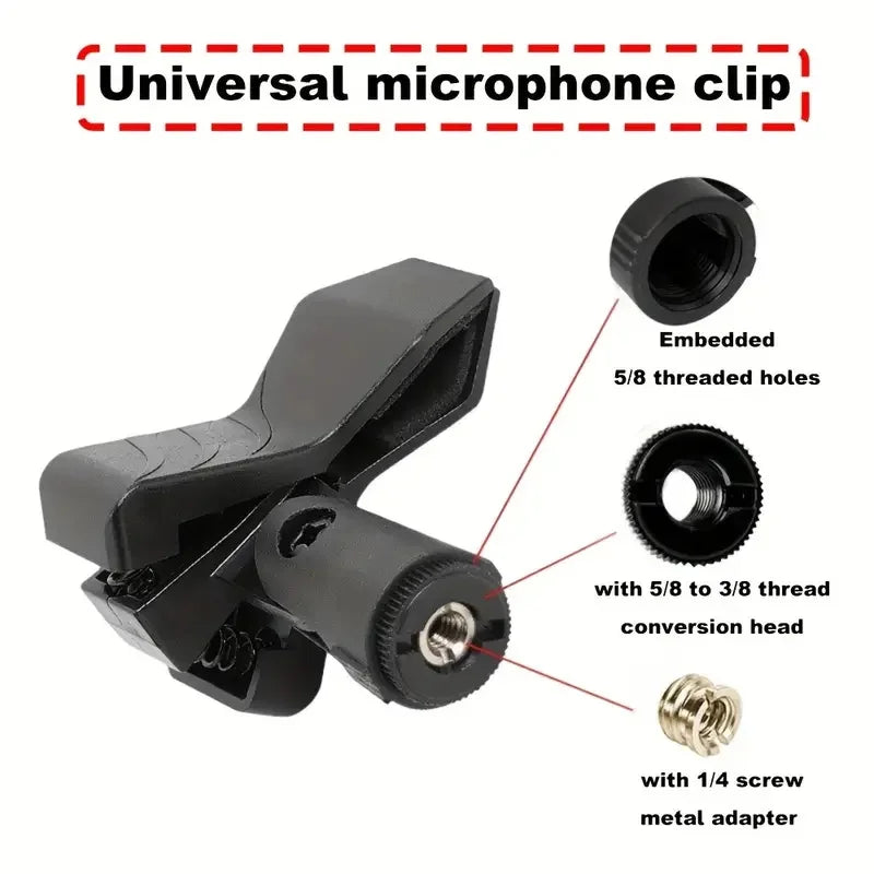 2/4pcs Adjustable Microphone Crab Clamp Mount for Mic Stand & Drum Rim - 5/8" to 3/8" Thread,Secure Grip for Wired/Wireless Mic Quake