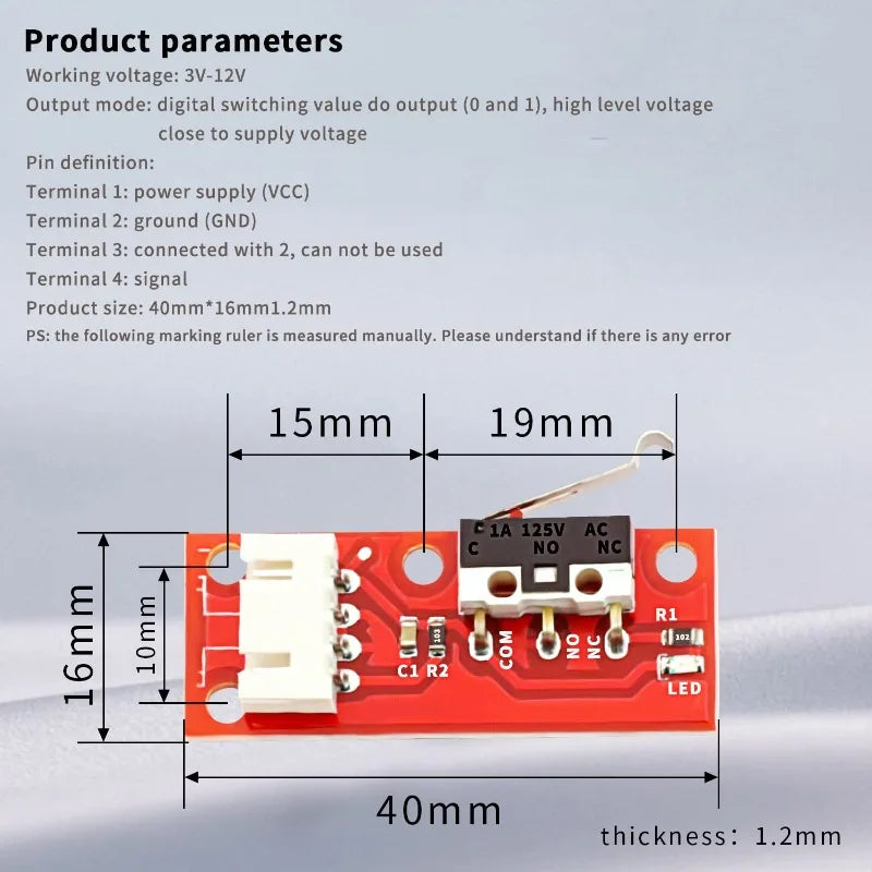 10PCS Mechanical Endstop Limit Switch Touch Switch Module with Cable 3D Printer Parts RAMPS 1.4 Mega2560 Control Board Quake
