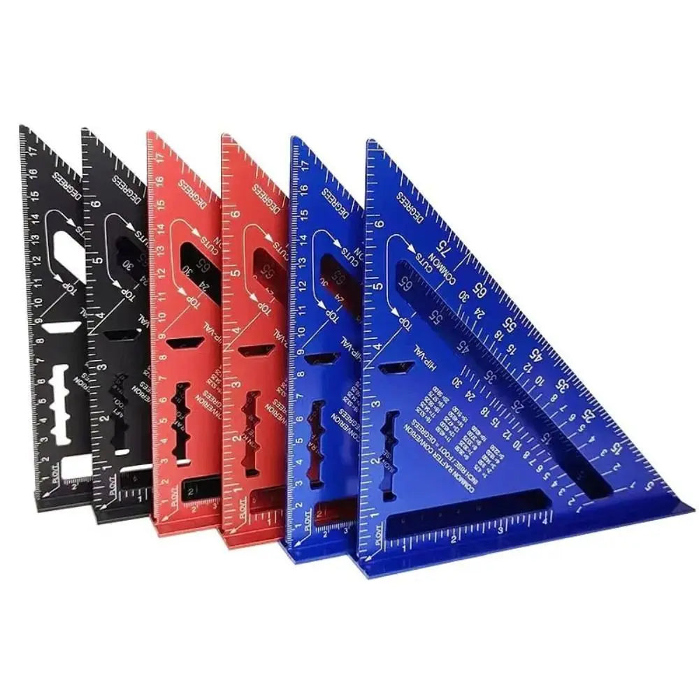 New 7Inch Triangle Ruler Measurement Tool Aluminium Alloy Carpenter Tools Inch Metric Angle Ruler Speed Square Woodworking Tools Quake