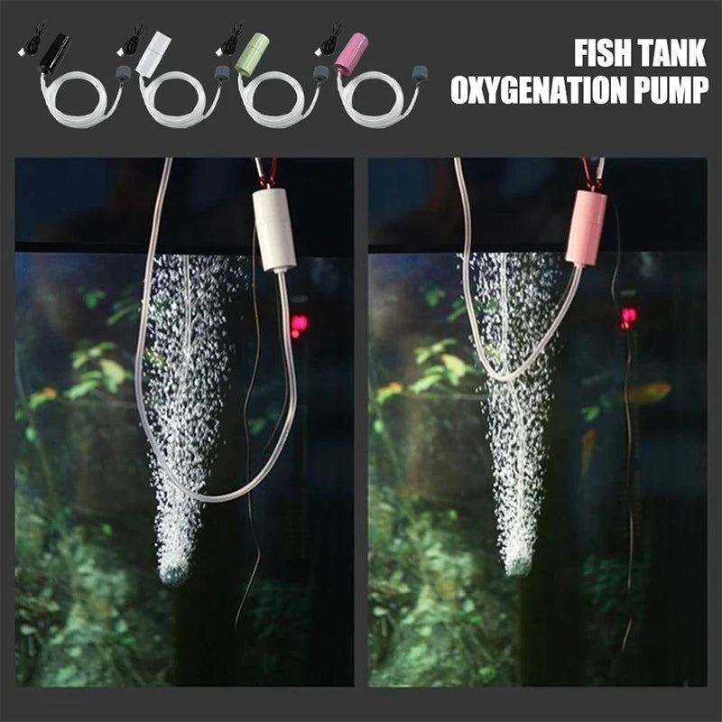 Portable USB Aquarium Air Pump:Mini Oxygenator for Fish Tanks and Aquatic Accessories Quake