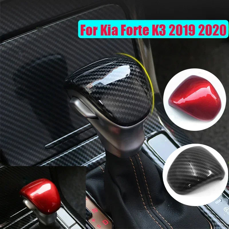 For Kia Forte K3 2019 2020 2021 Carbon Fiber Style Red ABS Interior Gear Lever Shift Knob Cover Sticker Trim Auto Car Parts Quake