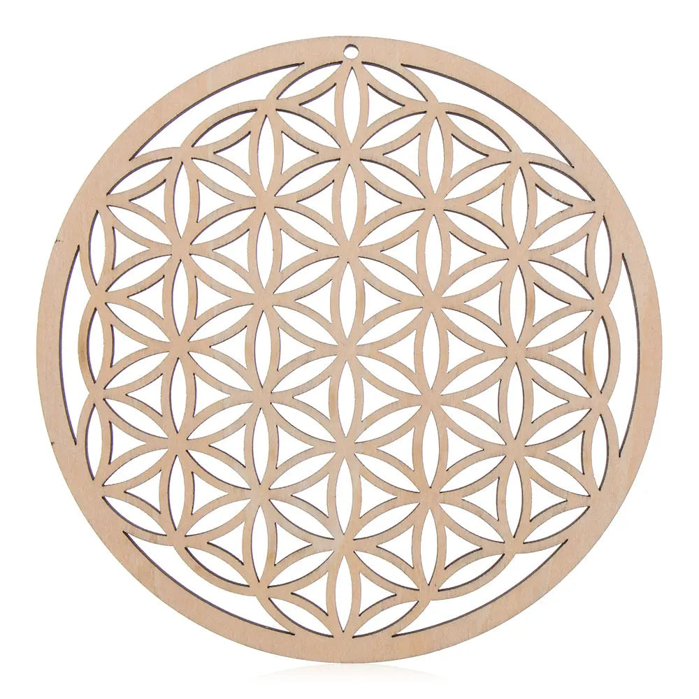 Wooden Wall Sign Flower of Life Shape Laser Cut Wood Wall Art Home Decor Handmade Coasters Craft Making Sacred Geometry Ornament Quake Style 1-14cm