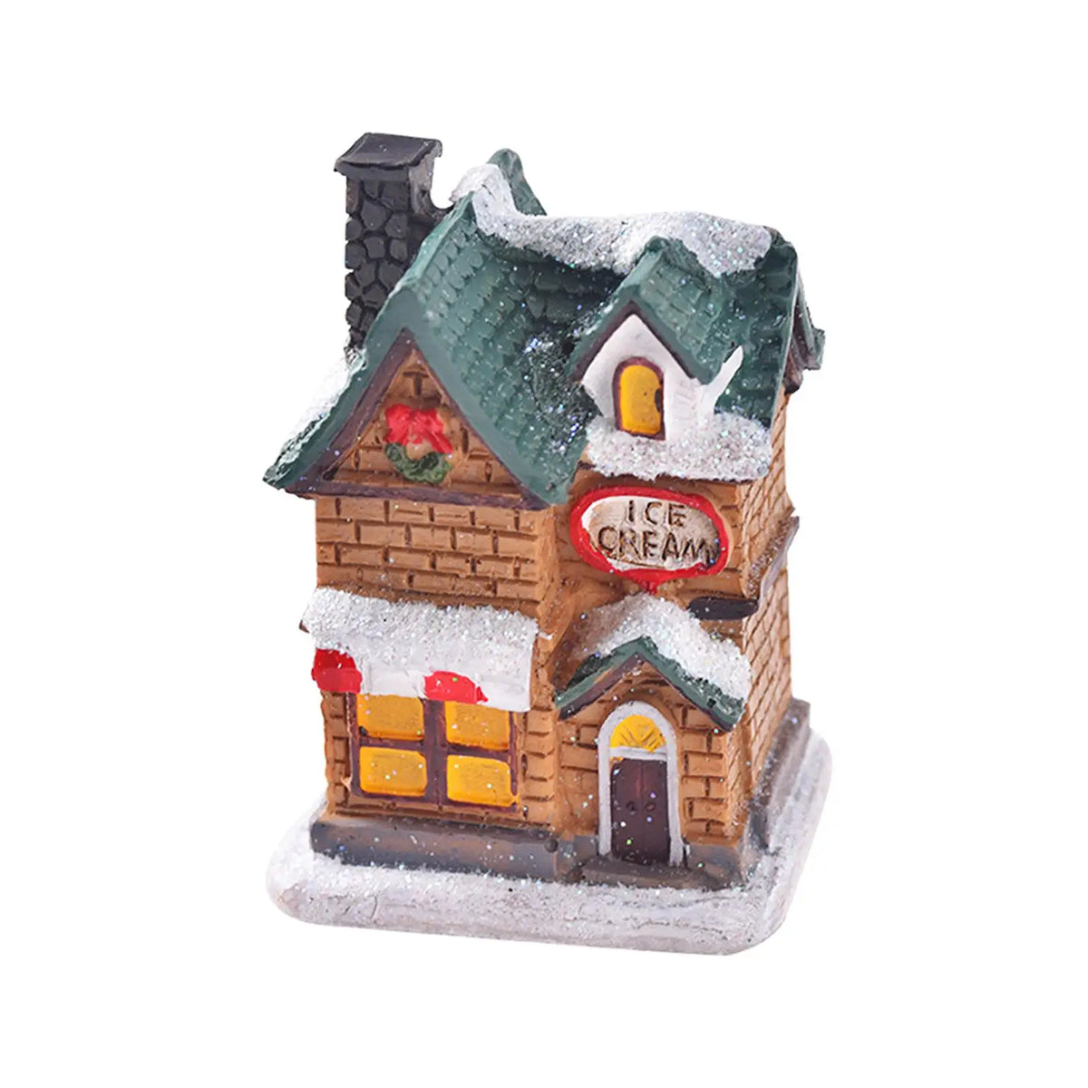 Light up Christmas Village House Decoration Miniature Landscape Desktop Ornament Quake StyleD