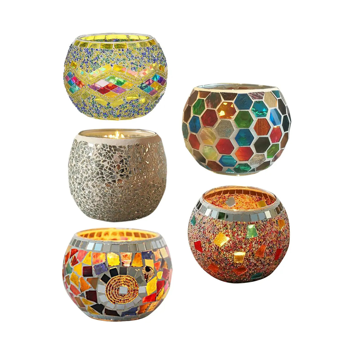 Mosaic Tea Lights Holder Candle Holder Centerpiece Potted Plants Bowl Holder Quake