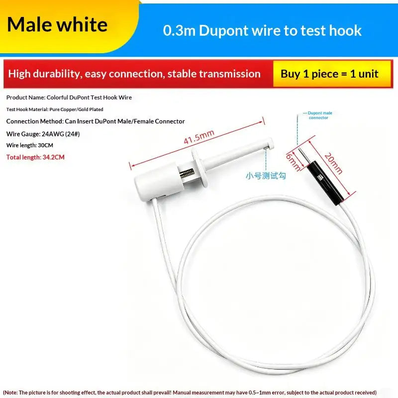 1Pcs Electrical Test Hooks With Male Female Connector Wire Transistor Tester Probe Clip For Multimeter Instrumentation Quake B