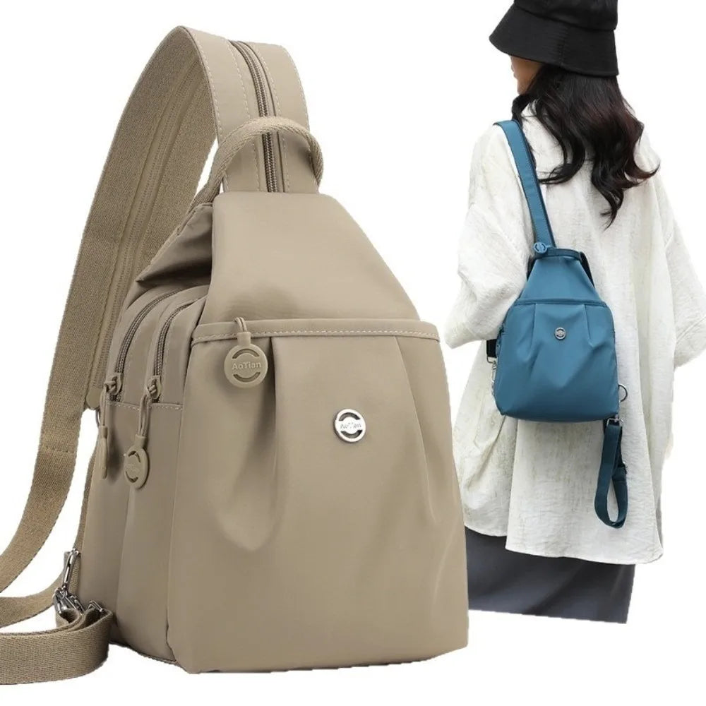 New Oxford Fabric Backpack Multi Layer Large Capacity Chest Bags Multi-purpose Waterproof Shoulder Bag Outdoor Hiking Quake
