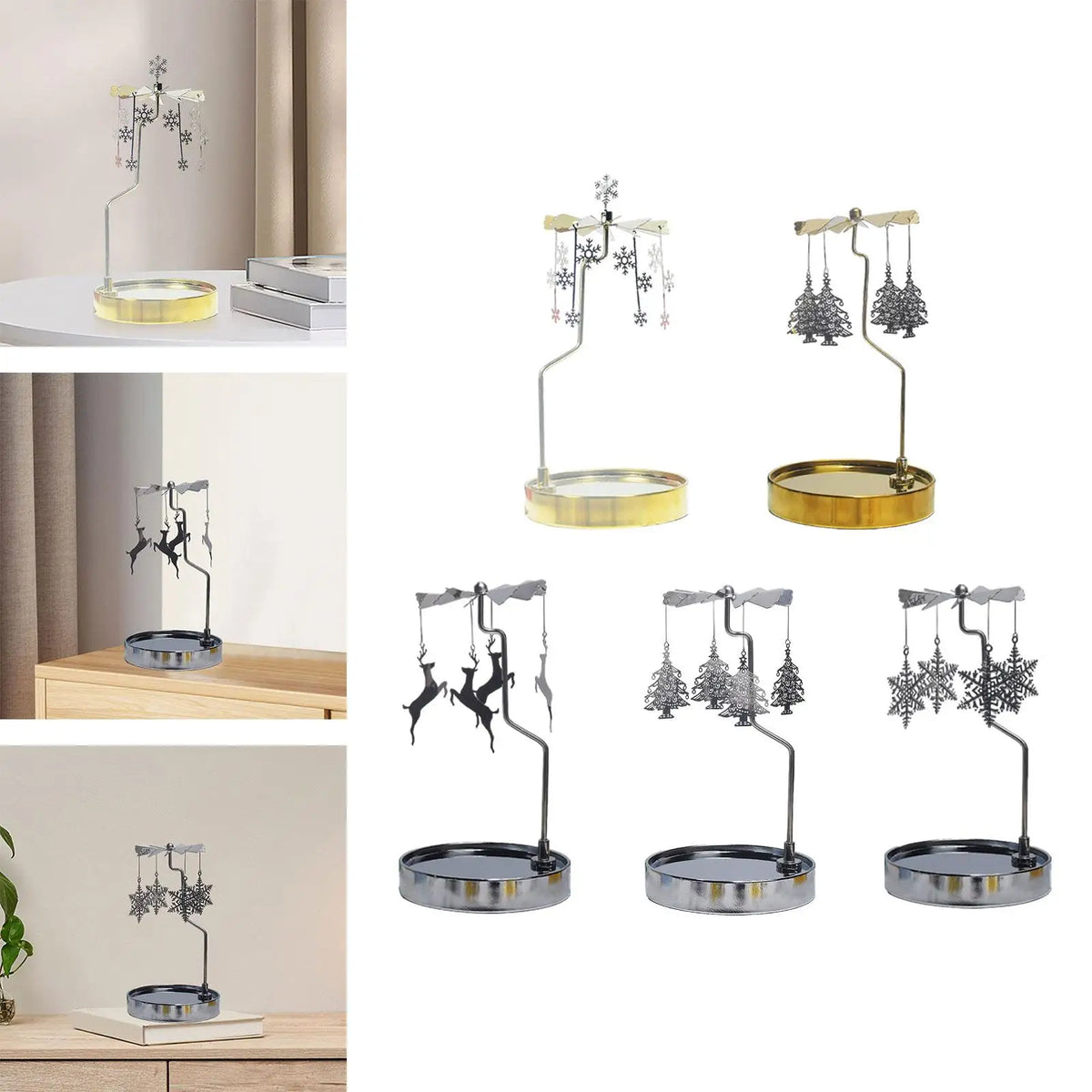 Rotating Candleholder Rotating Candle Holder with Tray for Wedding Party Valentines Day Christmas Party Dining Room Living Room Quake