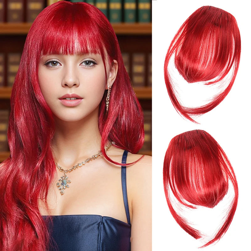 Synthetic Fake Air Bangs Natural Hair Extension Front Fringes Hairpiece Black Brown Clip In Bangs Double Sideburns Hair Styling Quake Style12