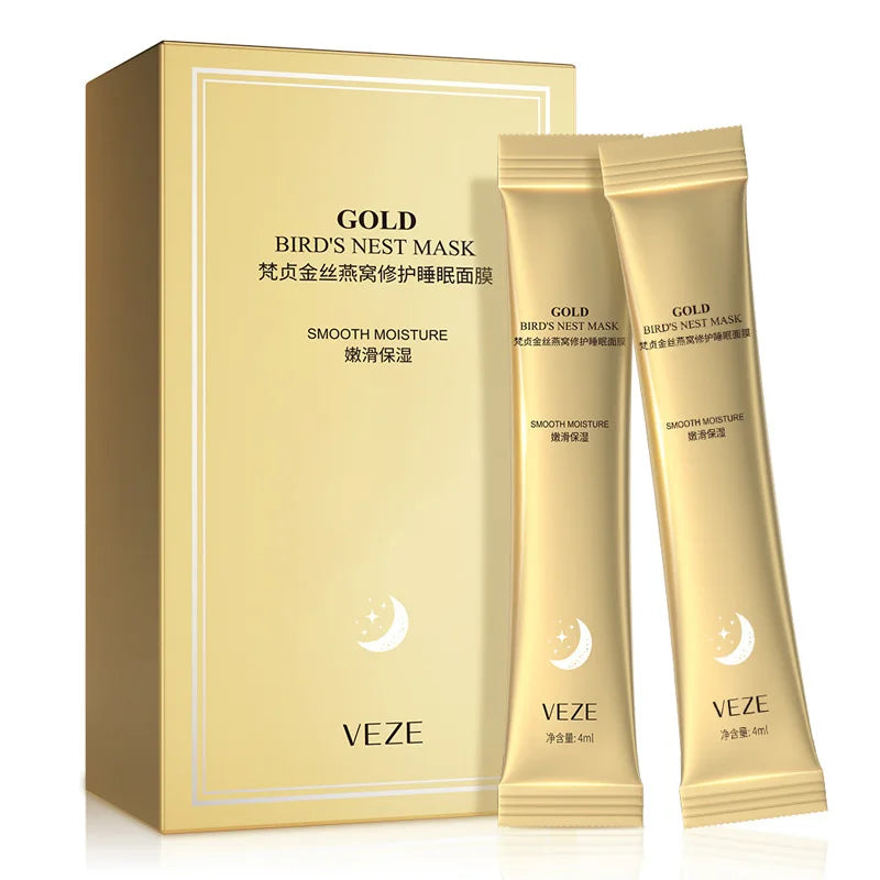20Pcs Golden Silk Bird'S Nest Sleeping Mask Moisturizing And Hydrating Brightening Complexion Facial Mask Facial Skin Care Quake 20Pcs