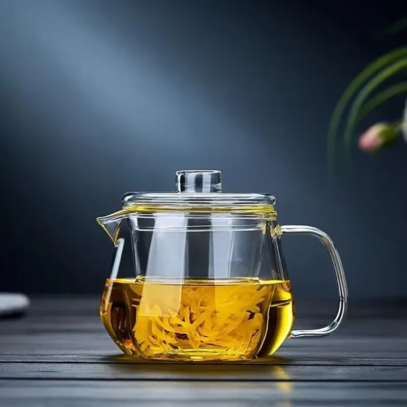YWDL 480/600ML Glass Teapot Heat Resistant Borosilicate Clear Tea Kettle With Infuser Dishwasher Stovetop Friendly Loose Leaf Quake 480ml