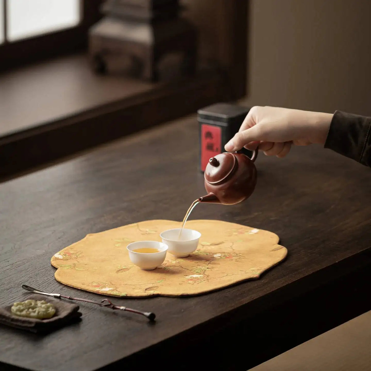 Begonia Edge Tea Mat Zen Dry Bubble Mat Heat Insulation Tea Pad Tablecloth Tea Towel Tea Flag Tea Quake