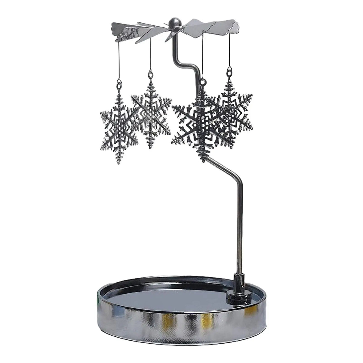 Rotating Candleholder Rotating Candle Holder with Tray for Wedding Party Valentines Day Christmas Party Dining Room Living Room Quake Snowflake Silver