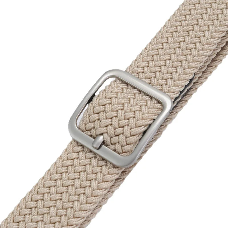 1pcs Unisex Woven Stretch Belts Fashion Square Pin Buckle Waistband for Casual Jeans Dress Daily Wear Quake