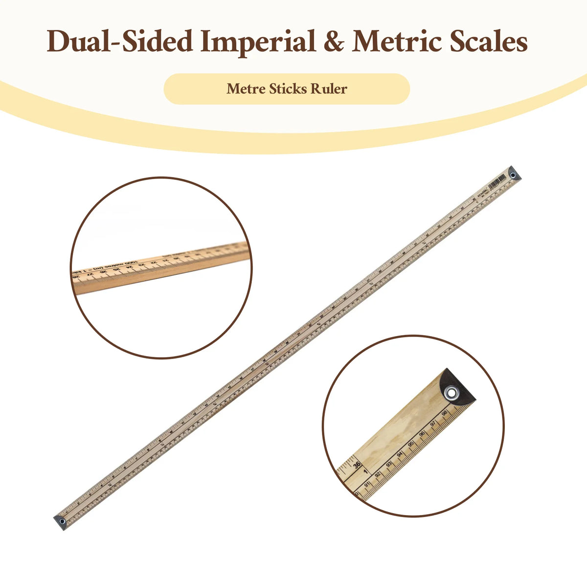 Meter Stick Ruler Wooden 1M Gadget Multifunction Dressmaking Sturdy Clothing DIY Portable Straight for School Teaching Quake