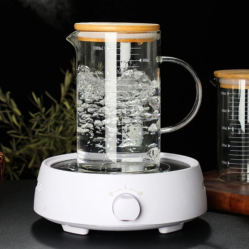 YWDL Food Grade Glass Measuring Cups Kettle Kitchen Milk Tea with Lid and Handle Laboratory Beaker Measuring Mug 250-1000ML Quake