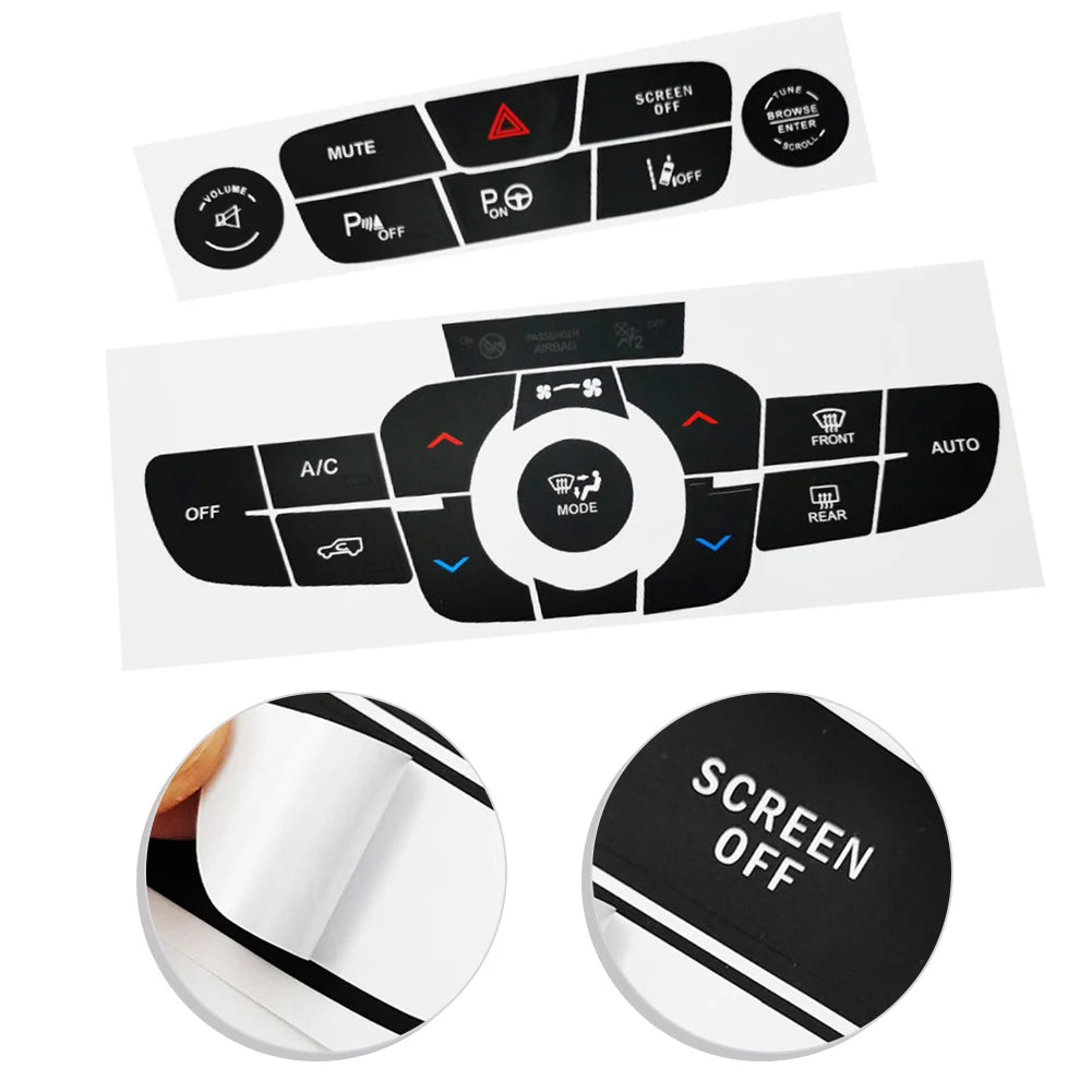 Vinyl Dashboard Button Sticker for AC Reverse Function on For Jeep Compass 2017 2021 Interior Climate Controls Quake