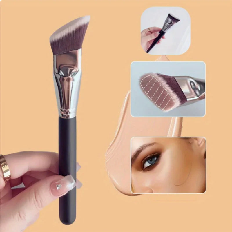 1Pcs Beveled Flat Head Foundation Make-up Makeup Brush Trapezoidal Contour Brush Fitting Novice Professional Makeup Tools Quake