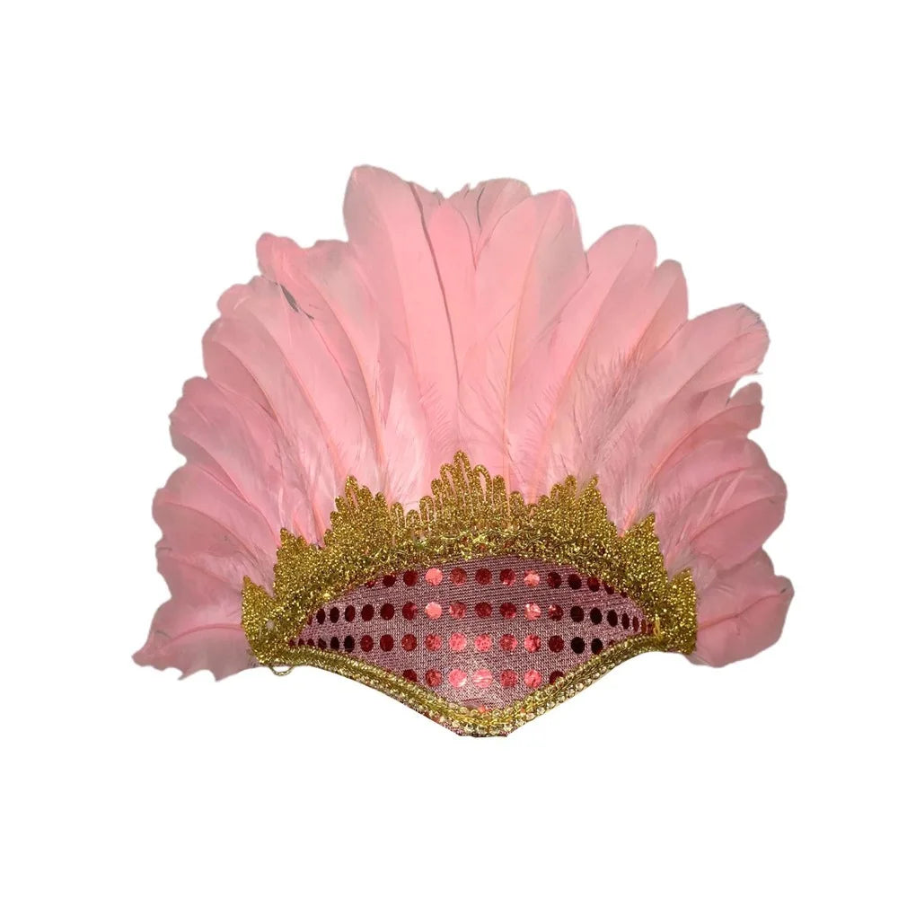 Feather Carnival Costume Children's Day Headwear Fancy Dress Party Headpiece Feather Headdress Quake Pink