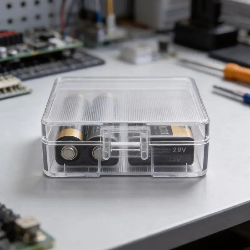 Clear Plastic 9V Battery Box Case for Repair Pouches and Desk Storage Shell K1KF Quake