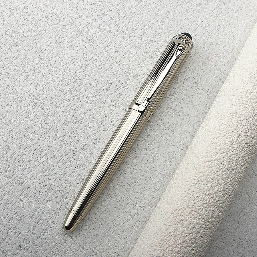 Luxury Business Blue Big Size Metal Rollerball Pen / Ballpoint Pen Silver Clip Blue Ink for Writing Office Writing Gift Pen Quake 148-10