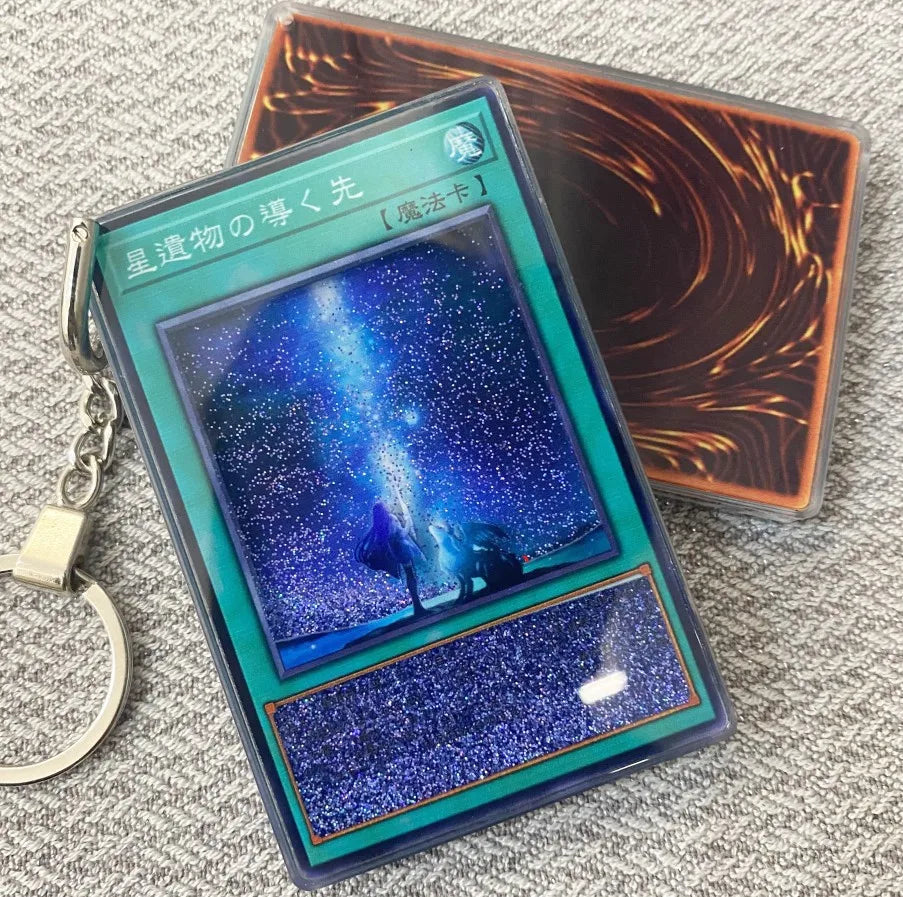 Hot Yu-Gi-Oh! Stardust Dragon Blue-Eyes White Dragon Mind Crush Sand Keychain Glitter Flow Motion Card Holder Collectible Gift Quake sku1