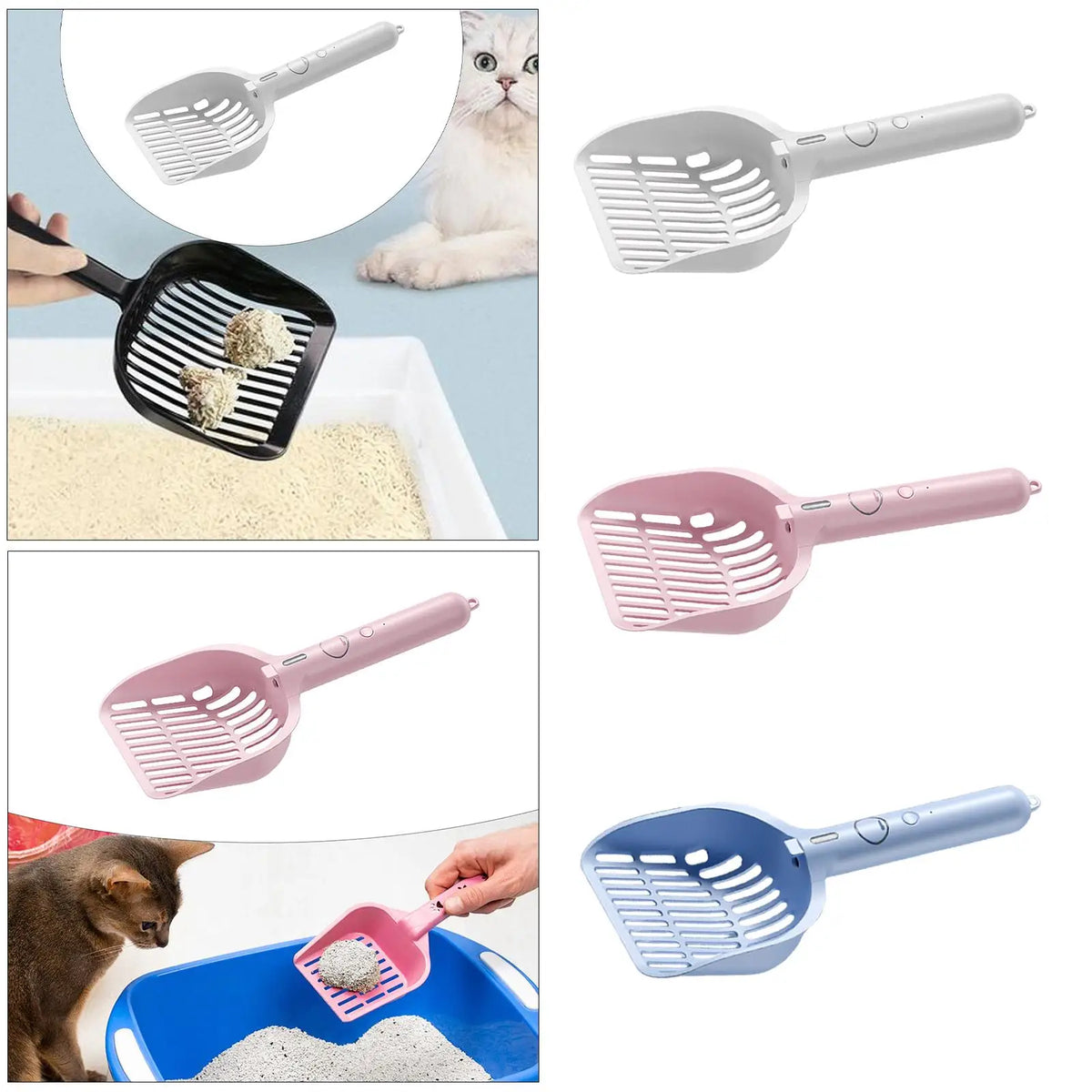 Cat Litter Scoop with Pet Cleaning Tools Adjustable Mode Kitten Waste Scoop Cleaning Tool Quake