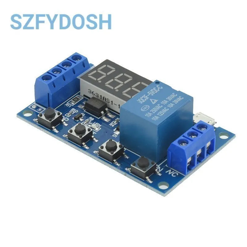 1 Channel 5V Relay 6-30V Relay Module OFF/ON Switch Trigger Time Delay Circuit Timer Cycle 999 Minutes Adjustable XY-J02 Quake