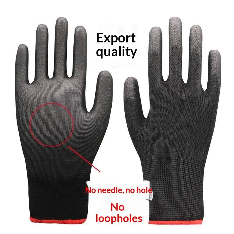 1 Pair Black Coating Gloves Nylon PU Gloves Woodworking Horticulture Automobile Maintenance Anti Slip And Dustproof Daily Use Quake Black-S