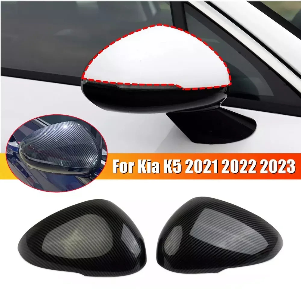 For KIA K5 Optima 2021 2022 2023 Car Sticker Rearview Side Mirror Cover Wing Cap Exterior Door Rear View Case Trim Carbon Fiber Quake Default Title