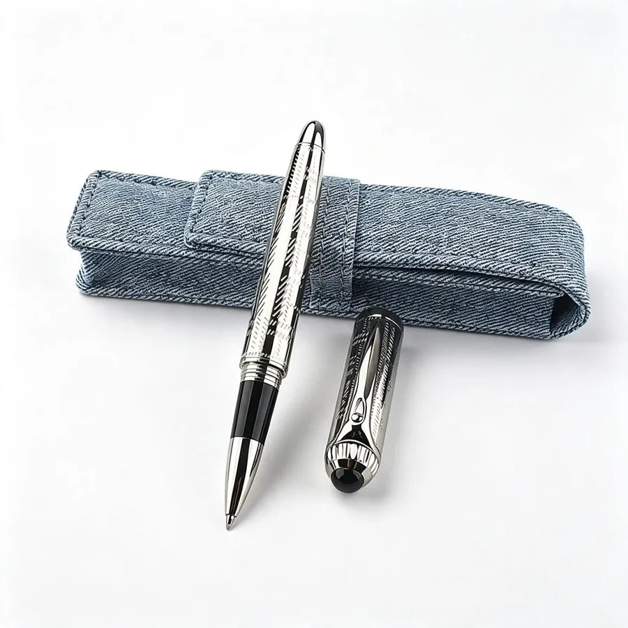 Silver Engraved Metal Rollerball Pen Luxury Business Signature Ballpoint Pen Office Writing Gift Pen Quake 148-3