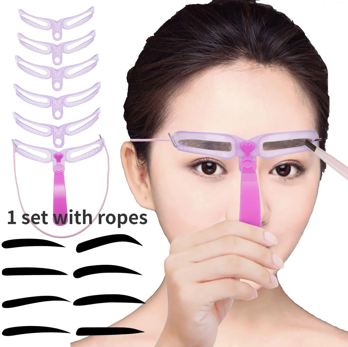New Reusable Eyebrow Shaper Brow Stamp Template Eyebrows Shape Set Eyebrow Stencil Eye Brow Women Make Up Tools Accessories Quake No.2 1 Set