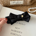 Retro Leopard Print Bow Banana Clip Women Girls Back Head Ponytail Clip Korean Fashion Autumn Winter Hair Styling Accessories Quake Black
