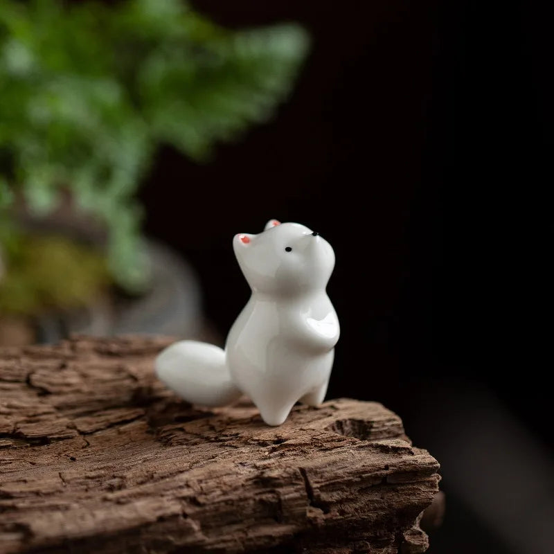 Fun Mini Fox Tea Pet Ornament Creative Cute Pet Home Decor Living Room Desktop Decoration Quake