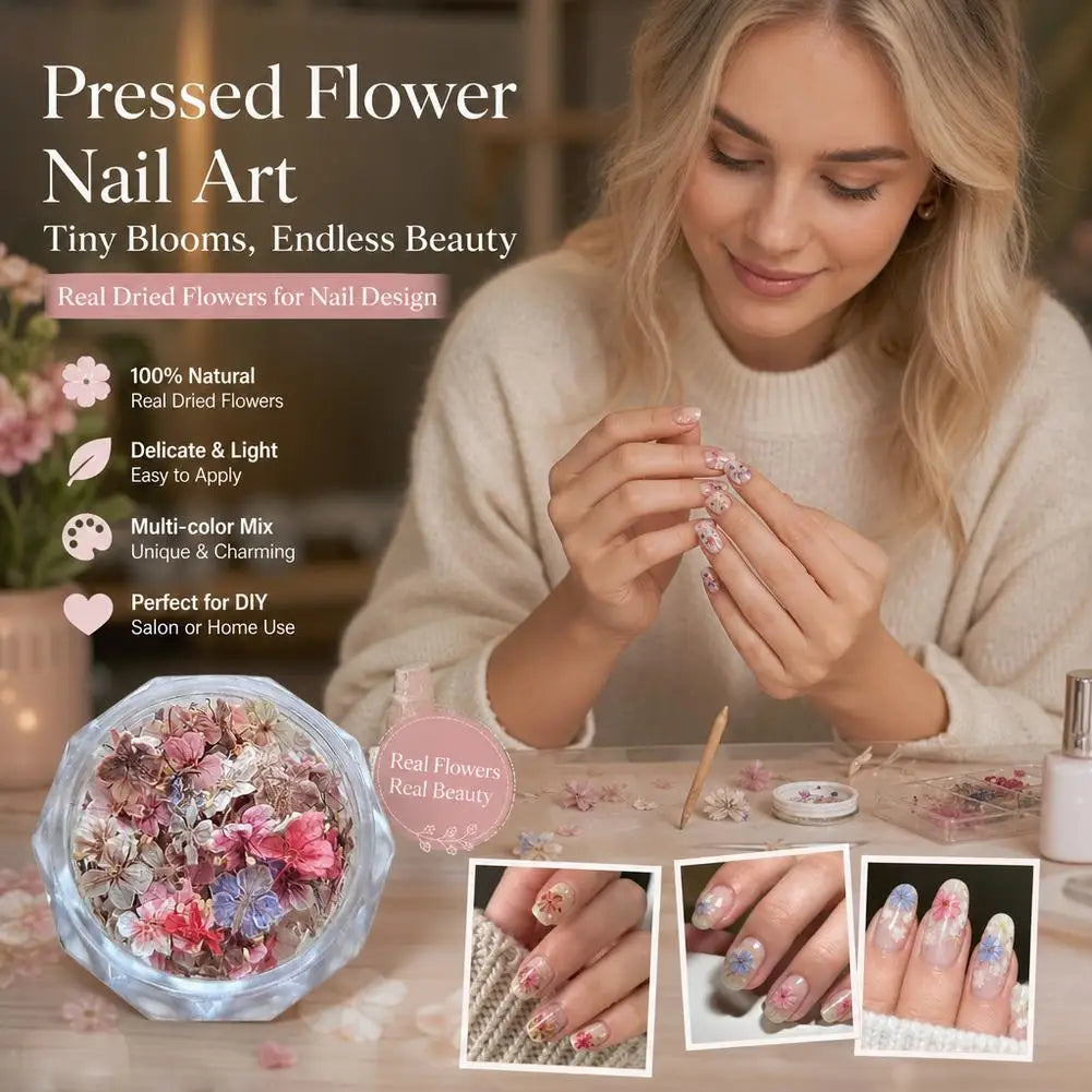 1 Box 3D Dried Flowers Nail Art Stickers Decals Mix Tiny Floral Petals Colorful Flower For Nails Crafts DIY Manicure Decorations Quake