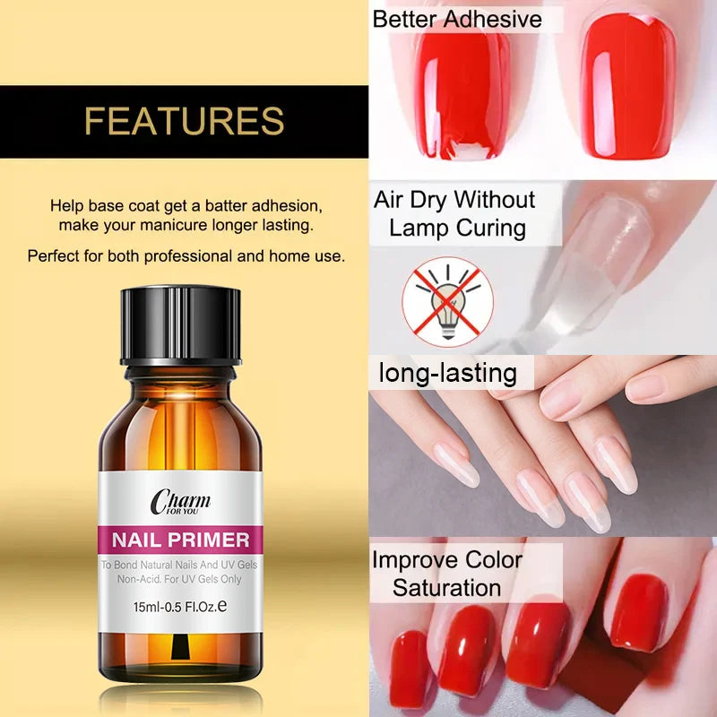 Natural Nail Prep Dehydrate And Acid-Free Primer,Dehydrator For Acrylic And Gel Nail Polish,Non Acid Primer For UV Gels Nail Art Quake