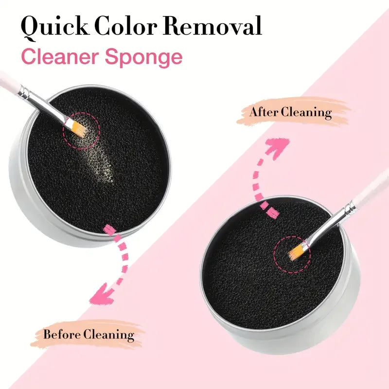 1pc Instant Makeup Brush Cleaner -Quick-Dry Sponge Tool for Seamless Color Switch - Essential for Eye Shadow Brushes Application Quake