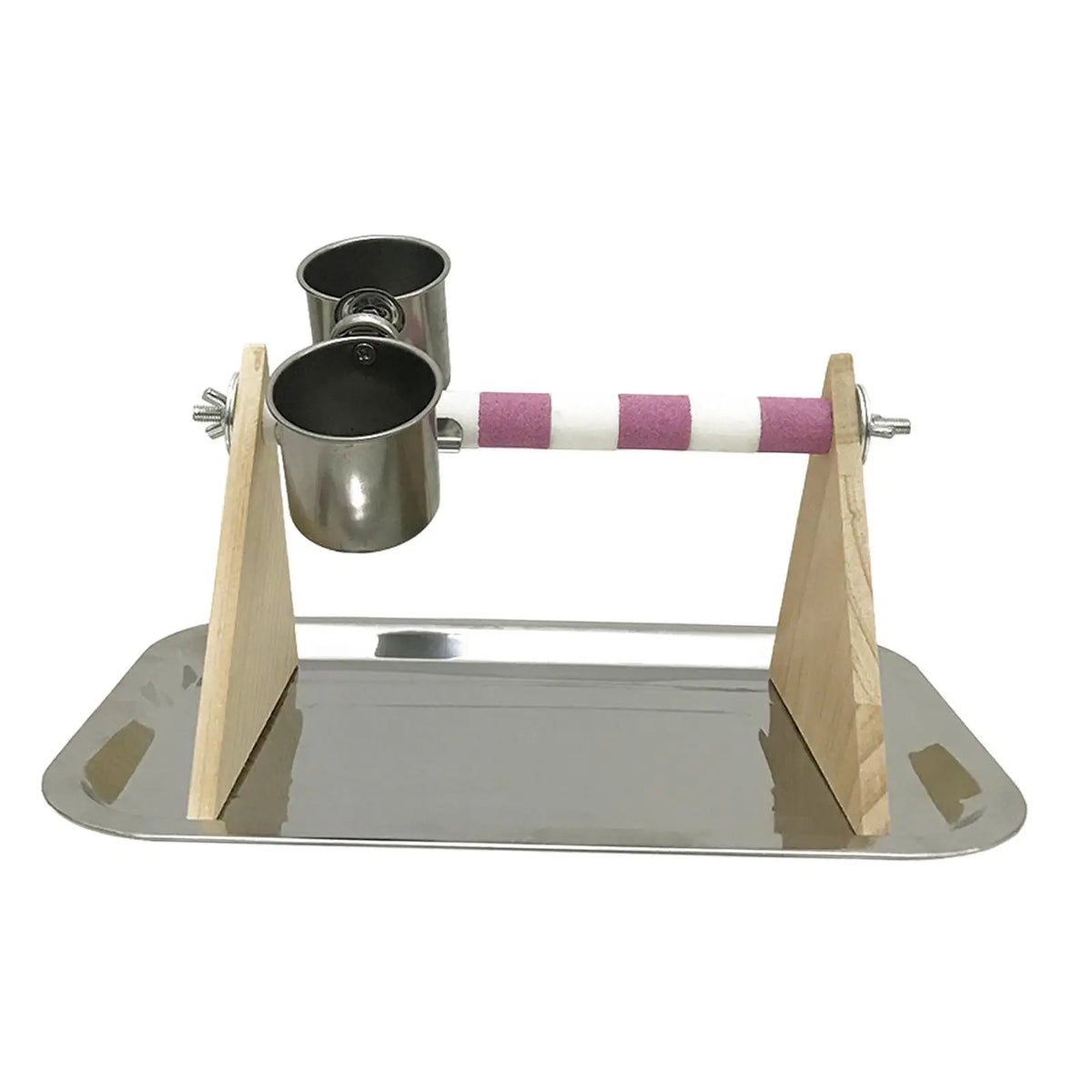 Wooden Playstand for Parrots with Feeder and Perch for Budgies and Cockatoos Quake White Purple