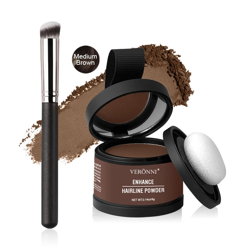 VERONNI Hairline Line Shadow Contouring Powder-Hair Repairing and Shadow Filling Powder Forehead Hairline Replacement Makeup Quake 13-Medium Brown